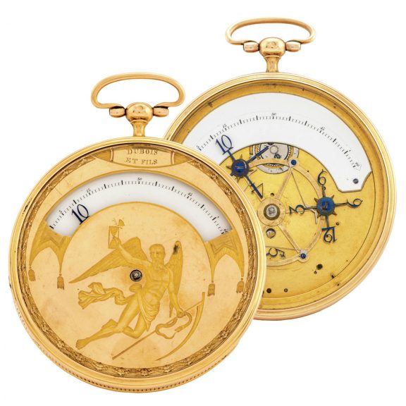 French 18 carat gold watch with wandering hours Circa 1820