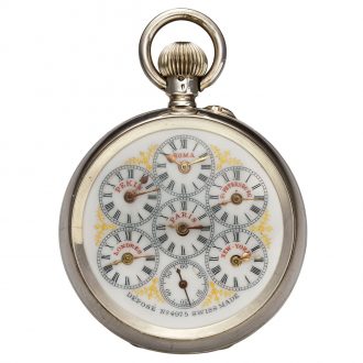 Unusual Swiss silver pocket watch with six time zones Circa 1900