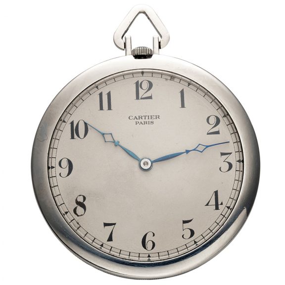 French platinum open faced keyless dress watch Circa 1925