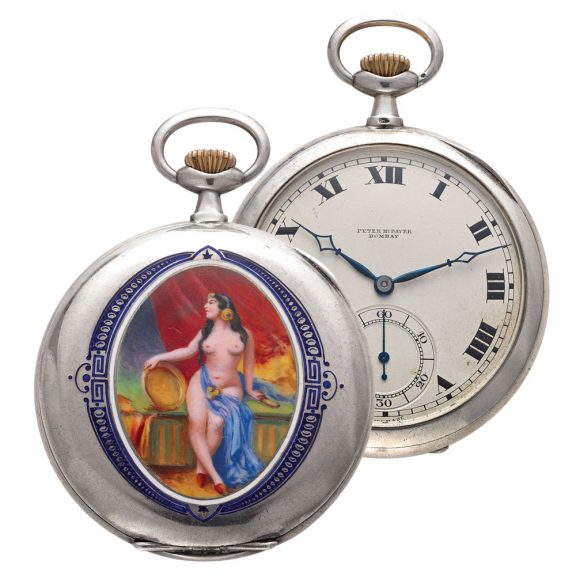 Swiss silver open faced with enamel erotic scene Circa 1920 Swiss silver open faced with enamel erotic scene Circa 1920