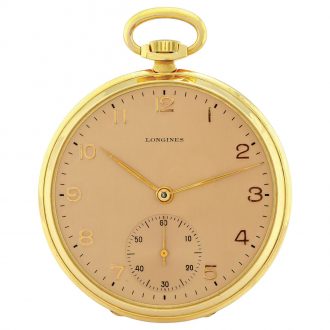 Swiss 18 carat gold open faced keyless dress watch Circa 1948