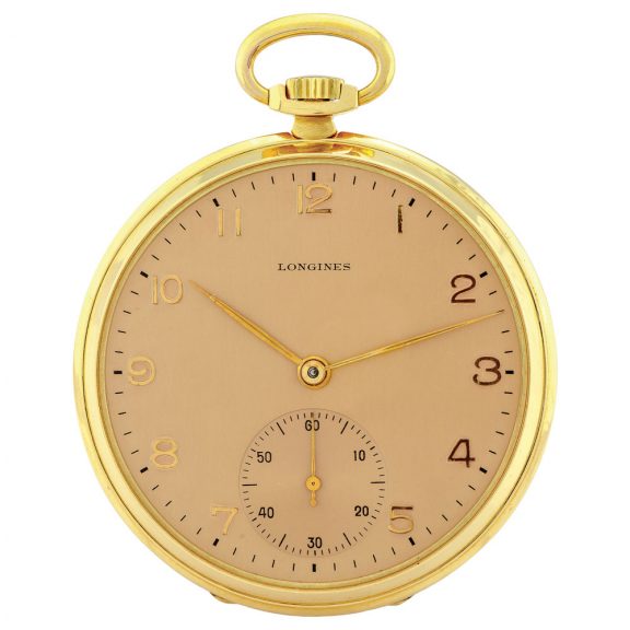 Swiss 18 carat gold open faced keyless dress watch Circa 1948