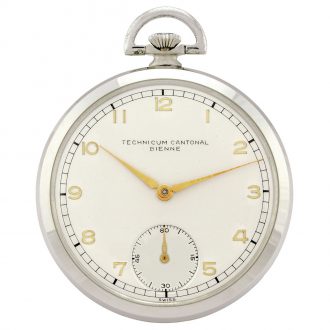 Swiss stainless steel horological school pocket watch Circa 1950