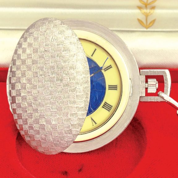 Swiss white gold textured keyless dress watch Circa 1970