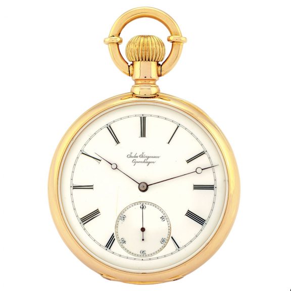 Danish/Swiss pink gold open faced keyless pocket watch Circa 1880