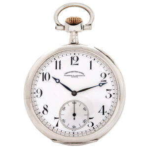 Swiss sterling silver keyless lever pocket watch Circa 1940