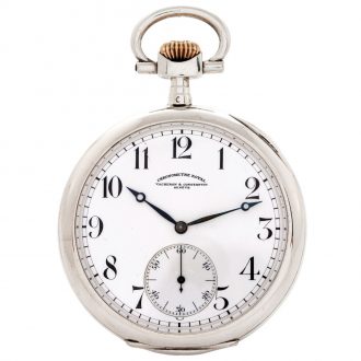 Swiss sterling silver keyless lever pocket watch Circa 1940