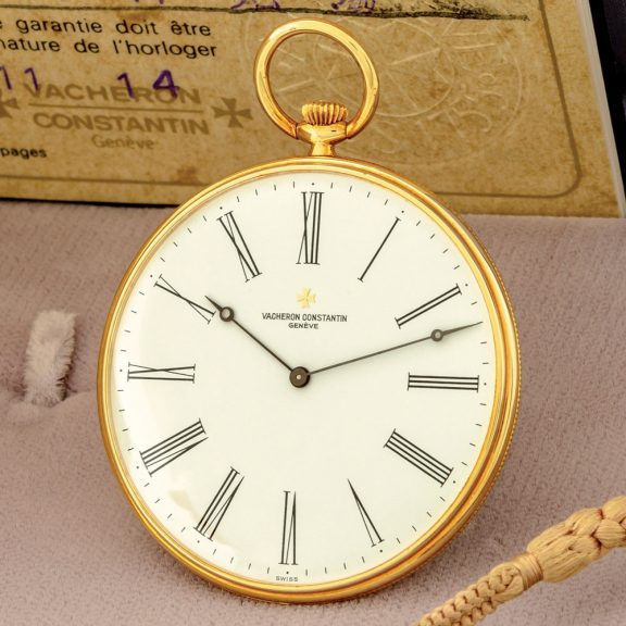 Fine Swiss 18K yellow gold keyless lever pocket watch Circa 1980