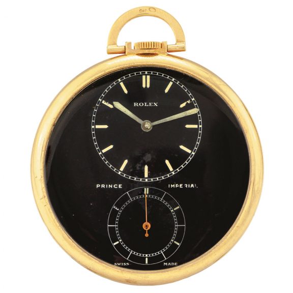 Rare Swiss yellow gold dress watch with black dial Circa 1940