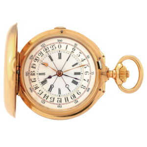 High quality Swiss gold hunter with dual time zone Circa 1890