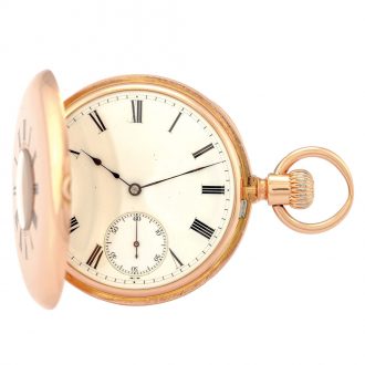 Swiss pink gold half hunting cased keyless pocket watch Circa 1881