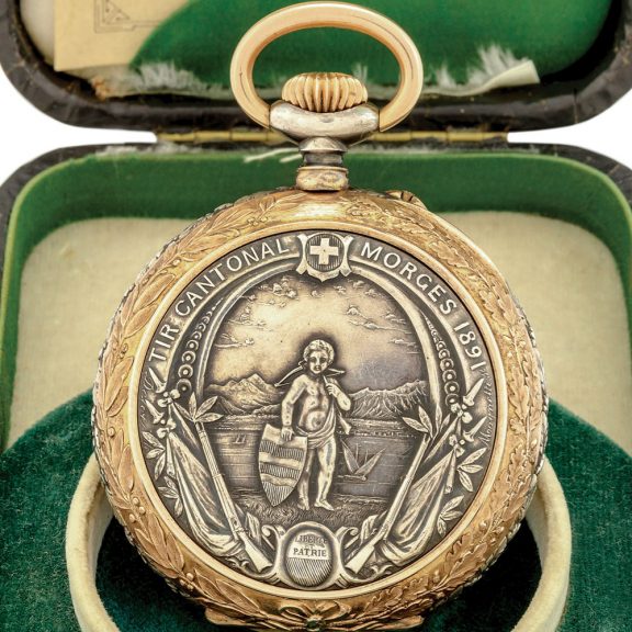 French silver and gilt open faced lever pocket watch Circa 1890