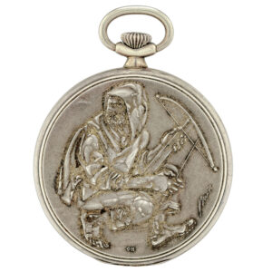 Swiss silver watch with chased portrait of William Tell Circa 1979