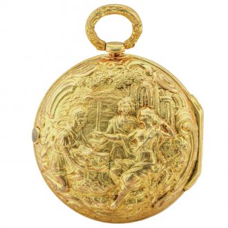 English pair cased gold and gilt Repoussé pocket watch Circa 1758