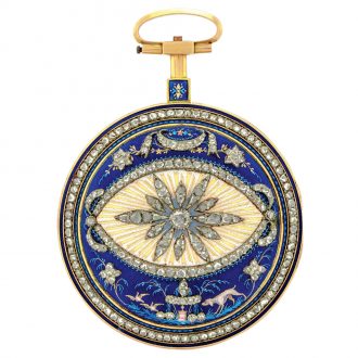 Swiss gold, diamond, enamel and pearl pocket watch Circa 1790