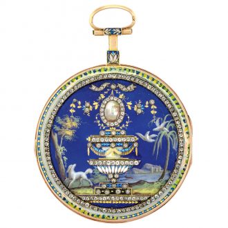 French gold, enamel and rose cut diamond set pocket watch Circa 1790