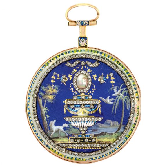 French gold, enamel and rose cut diamond set pocket watch Circa 1790