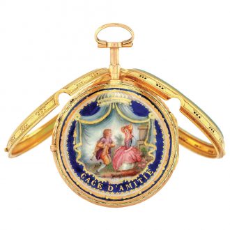 Swiss 20K gold, enamel and pearl set pocket watch Circa 1790