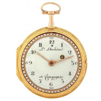 Swiss 20K gold, enamel and pearl set pocket watch Circa 1790