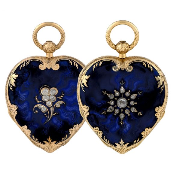 Swiss gold heart shaped ladies' pendant watch Circa 1850 Swiss gold heart shaped ladies' pendant watch Circa 1850