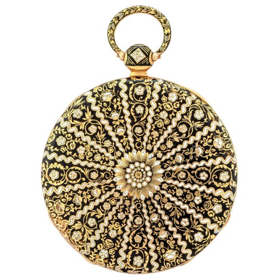 Charming Swiss gold and champleve enamel pocket watch Circa 1830
