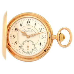 Swiss 14K pink gold hunting cased lever watch Circa 1900