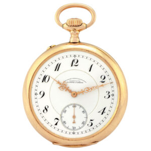 German 14 carat pink gold open faced pocket watch Circa 1900