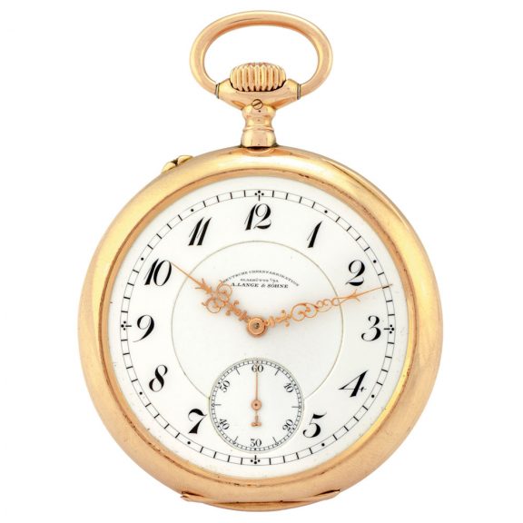 German 14 carat pink gold open faced pocket watch Circa 1900