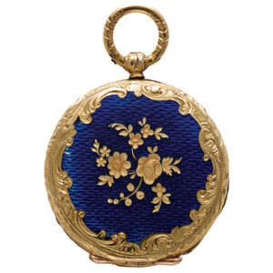 Swiss gold and enamel miniature lady's pendant watch Circa 1850