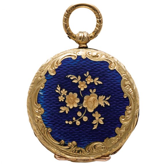 Swiss gold and enamel miniature lady's pendant watch Circa 1850