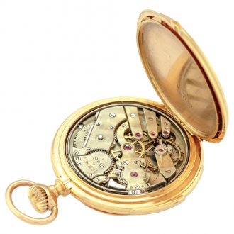 Rare Swiss gold quarter repeating keyless pocket watch Circa 1887