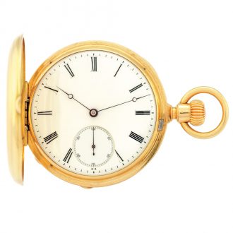 Swiss gold hunting cased keyless pocket watch Circa 1870