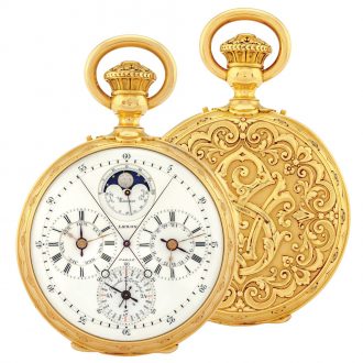 Exceptional French gold watch with eleven complications Circa 1920