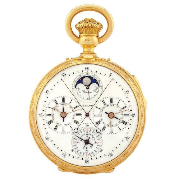 Exceptional French gold watch with eleven complications Circa 1920