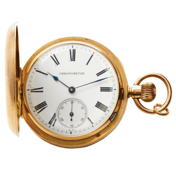 Swiss 14K yellow gold hunting cased pocket watch Circa 1900