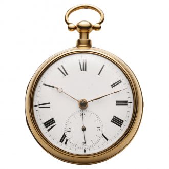 English 18 carat yellow gold open faced pocket watch Circa 1816