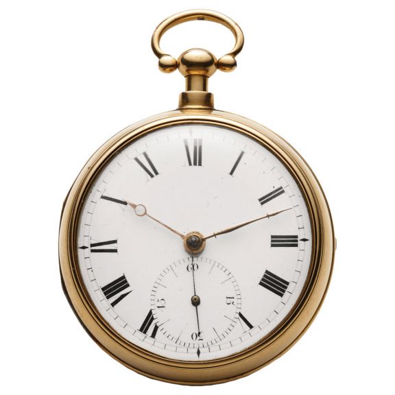 English 18 carat yellow gold open faced pocket watch Circa 1816