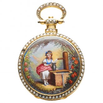 Delicate Swiss enamel watch for the Chinese market Circa 1830