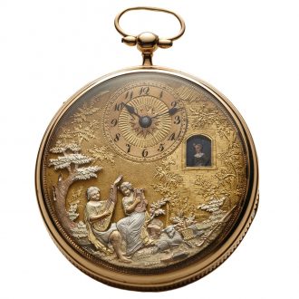 Swiss gold repeating musical automaton pocket watch Circa 1825