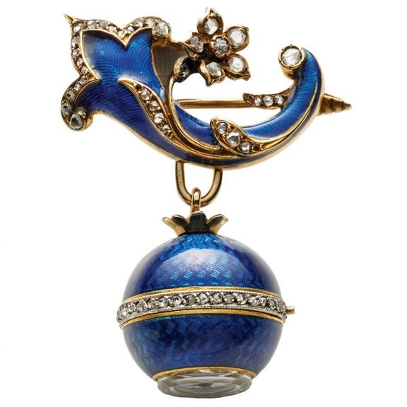 Swiss gilt brass ball shaped brooch pendant watch Circa 1900