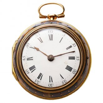 English gold, studs and tortoiseshell covered pocket watch Circa 1771