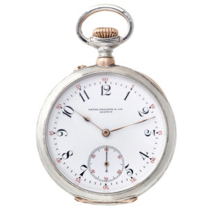 Swiss silver and pink gold keyless pocket watch Circa 1910