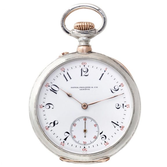Swiss silver and pink gold keyless pocket watch Circa 1910