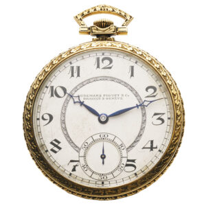 Swiss 18K yellow gold engraved keyless dress watch Circa 1920