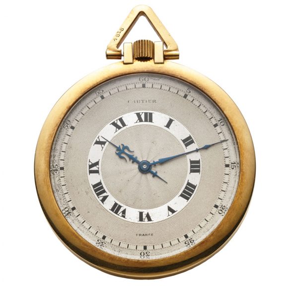 French gold dress watch with enamel monogram Circa 1920