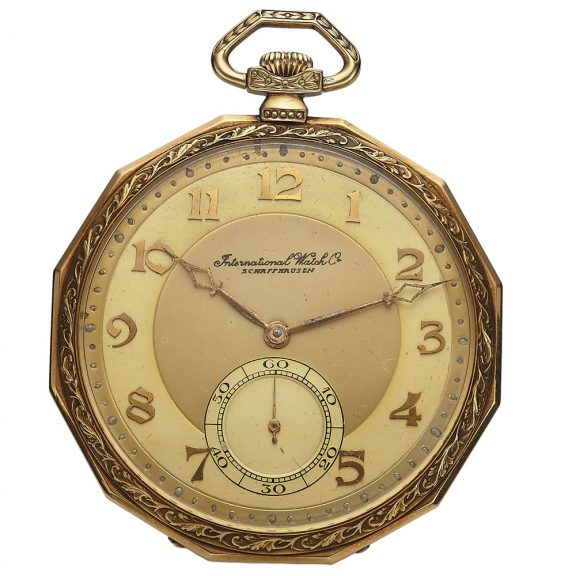 Swiss 14 carat gold open faced dodecagonal dress watch Circa 1935