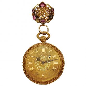 French gold and gem set granulation decorated verge Circa 1820