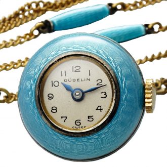 Swiss sterling silver and blue enamel Boule de Genève Circa 1930
