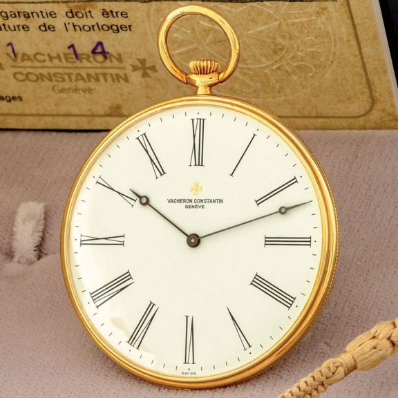 Swiss 18K yellow gold keyless lever pocket watch Circa 1980