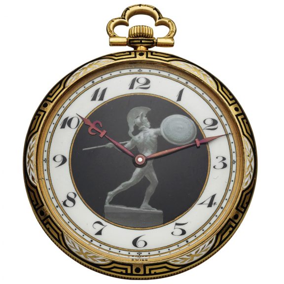 Swiss gold and enamel watch with depicting of Achilles Circa 1922